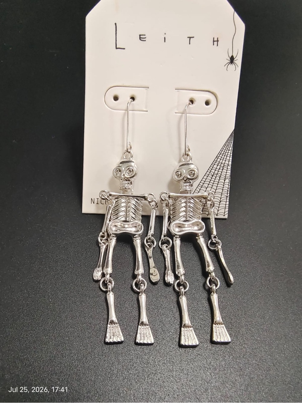 NWT Leith Skeleton Dangle Halloween Drop Earrings In Rhodium